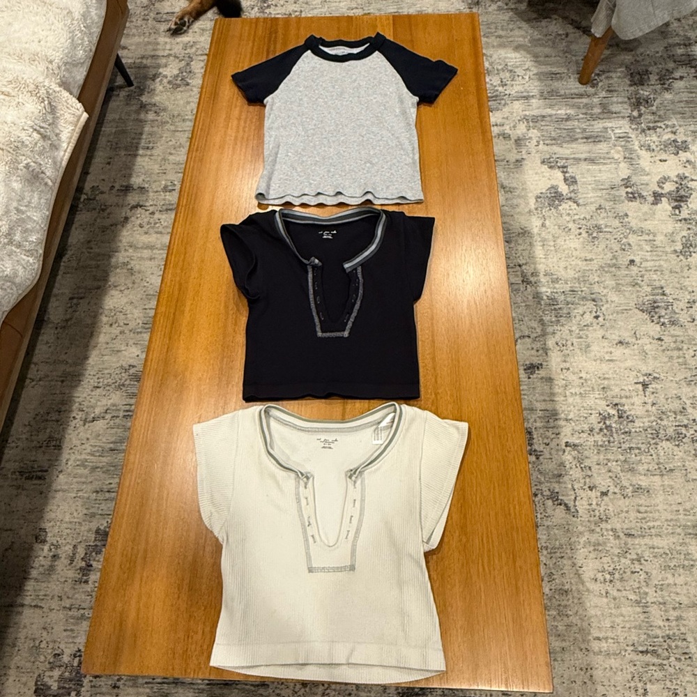 $25 for 3 crop tops from Urban Outfitters and Brandy Melville.  Women’s Size XS.
